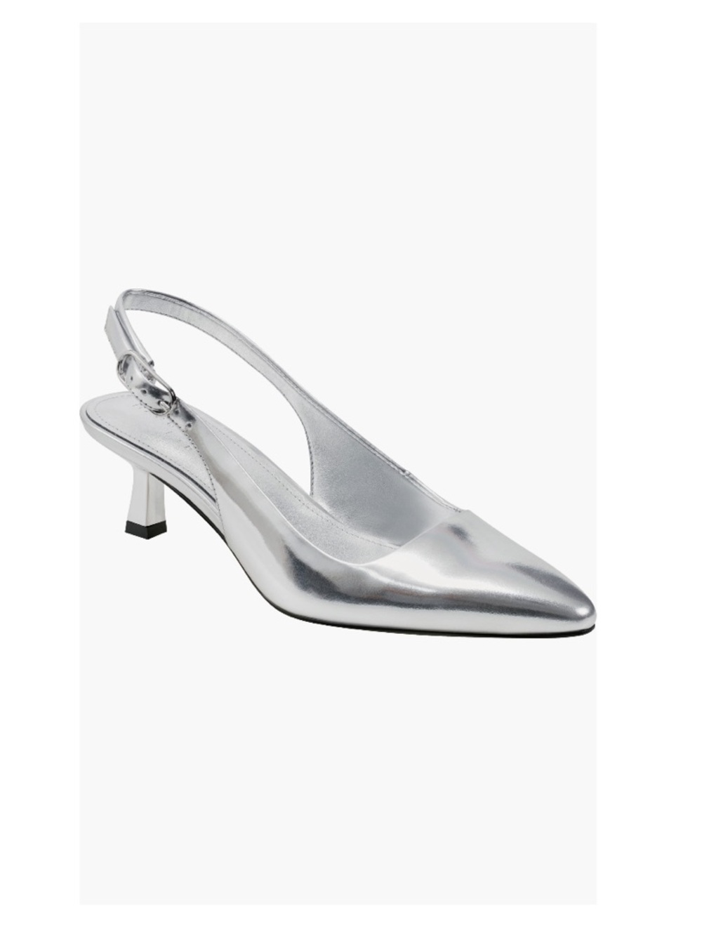 Marc Fisher LTD Kory Pointed Toe Kitten Heel Pump Silver 040 Leather Women’s 6